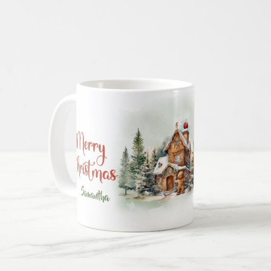 Gemütlicher Weihnachtswald mit Gnome Kaffeetasse (Vorderseite Links)