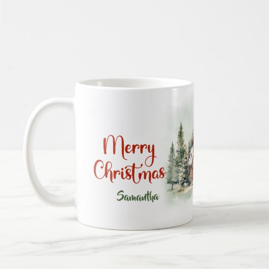Gemütlicher Weihnachtswald mit Gnome Kaffeetasse (Links)