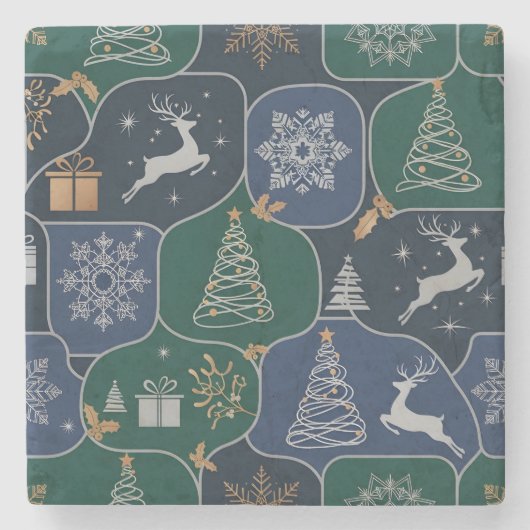 Gemütlicher Weihnachtszauber Steinuntersetzer (Vorderseite)