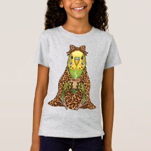 Gemütlicher Wellensittich in Leoparden-Druck-Decke T-Shirt