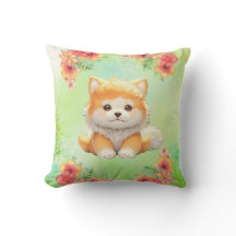 Gemütlicher Welpe mit blühenden Blume Wasserfarbe