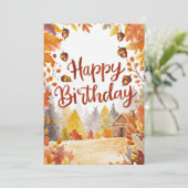 Gemütlicher Whimsikwald Herbst glücklich Geburtsta Karte (Stehend Vorderseite)