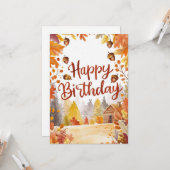 Gemütlicher Whimsikwald Herbst glücklich Geburtsta Karte (Vorderseite/Rückseite Beispiel)