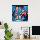 Gemütlicher Winter-Abend Poster (Heimbüro)