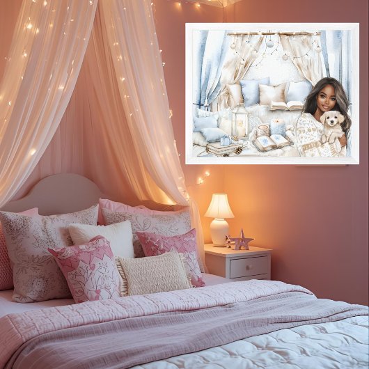 Gemütlicher Winter Blue Zimmer Schwarzer Teen Girl Poster