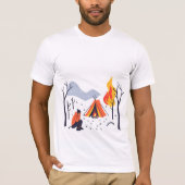 Gemütlicher Winter Campfire T - Shirt Außenbereich (Vorderseite)