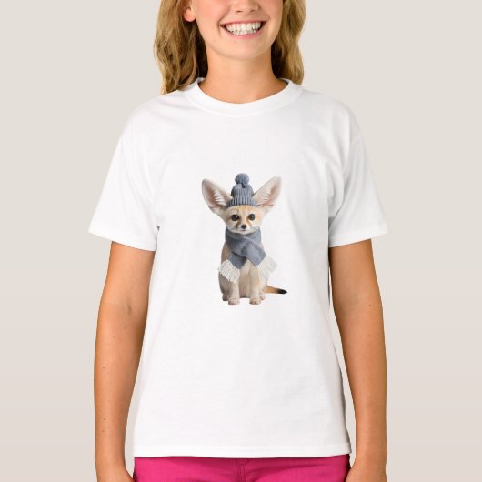 Gemütlicher Winter Fennec Fuchs Kinder T-Shirt (Vorderseite)