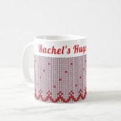 Gemütlicher Winter | Hugs & Hot Cocoa Kaffeetasse (Vorderseite Links)