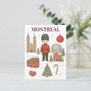 Gemütlicher Winter in Montreal Weihnachts-Aquarell Feiertagspostkarte