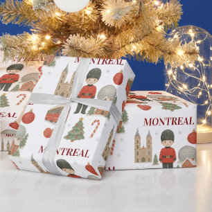 Gemütlicher Winter in Montreal Weihnachts-Wasserfa Geschenkpapier