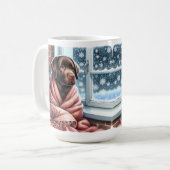 Gemütlicher Winter Labrador Retriever Puppy Dog Kaffeetasse (Vorderseite Links)