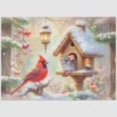 Gemütlicher Winter-Maus Kardinal Winterwald Dekoup Seidenpapier (Vorderseite)