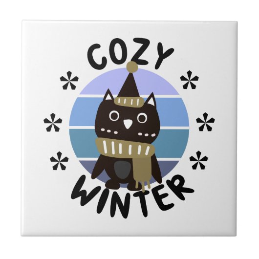 Gemütlicher Winter, Niedliche Eule Fliese (Vorderseite)