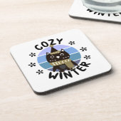 Gemütlicher Winter, Niedliche Eule Getränkeuntersetzer (Linke Seite)