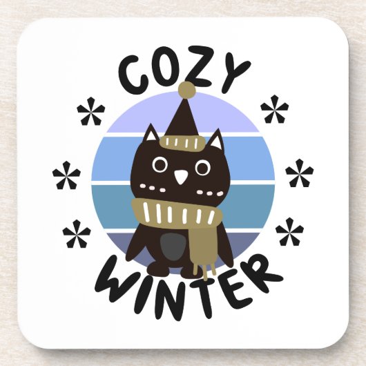 Gemütlicher Winter, Niedliche Eule Getränkeuntersetzer (Vorderseite)