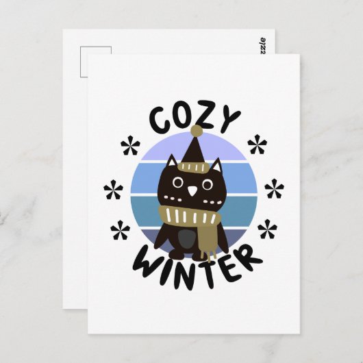 Gemütlicher Winter, Niedliche Eule Postkarte (Vorne/Hinten)