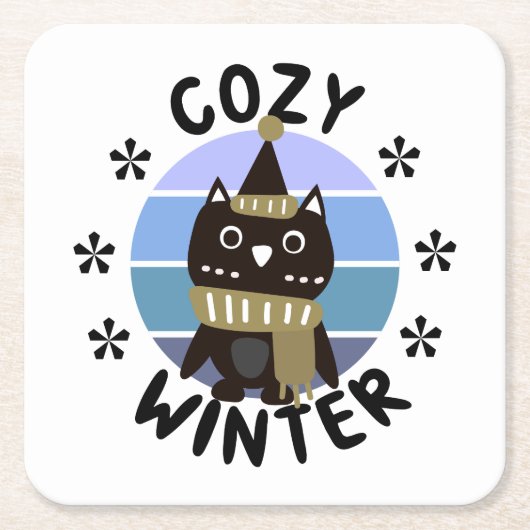 Gemütlicher Winter, Niedliche Eule Rechteckiger Pappuntersetzer (Vorderseite)
