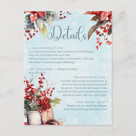 Gemütlicher Winter-Rowan-Beerenstrauß Hochzeitsdet Begleitkarte (Vorderseite)