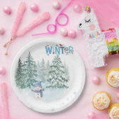 Gemütlicher Winter-Schneemann-Geburtstagspapiertel Pappteller (Party)