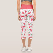 Gemütlicher Winter Weihnachten Tiere und Ornamente Capri Leggings (Rückseite)