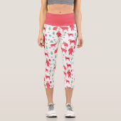 Gemütlicher Winter Weihnachten Tiere und Ornamente Capri Leggings (Vorderseite)