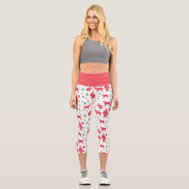 Gemütlicher Winter Weihnachten Tiere und Ornamente Capri Leggings