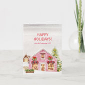 Gemütlicher Winterdorf Cat Feiertagskarte (Vorderseite)