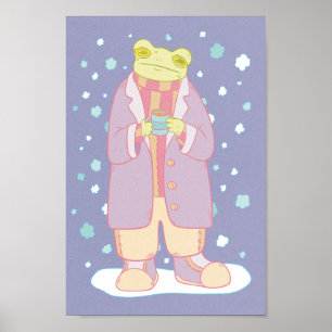 Gemütlicher Winterfrosch Poster