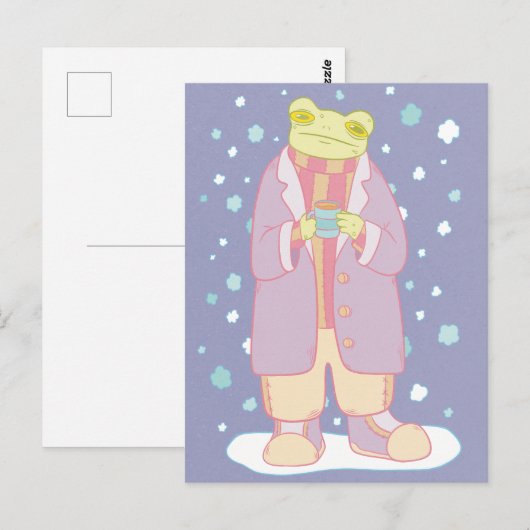Gemütlicher Winterfrosch Postkarte (Vorne/Hinten)