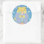 Gemütlicher Winterfrosch Runder Aufkleber (Tasche)