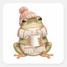 Gemütlicher Winterfrosch und Kaffee-Ästhetik