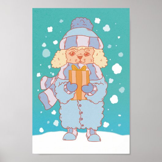 Gemütlicher Winterhund Poster (Vorne)
