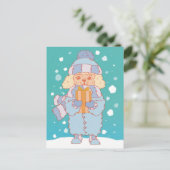 Gemütlicher Winterhund Postkarte (Stehend Vorderseite)