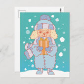 Gemütlicher Winterhund Postkarte (Vorne/Hinten)