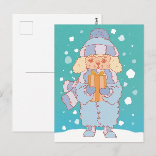 Gemütlicher Winterhund Postkarte (Vorne/Hinten)