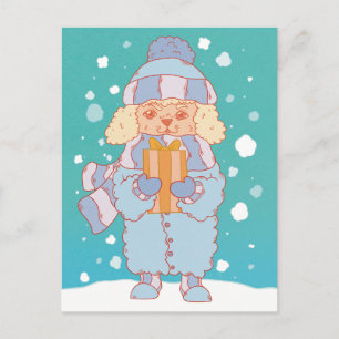 Gemütlicher Winterhund Postkarte