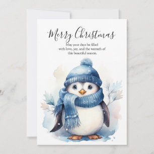 Gemütlicher Winterpinguin Feiertagskarte