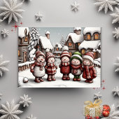 Gemütlicher Winterschrei mit Snowmen-Freunden Feiertagskarte