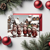 Gemütlicher Winterschrei mit Snowmen-Freunden Feiertagskarte