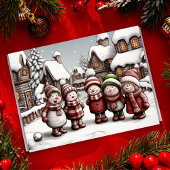 Gemütlicher Winterschrei mit Snowmen-Freunden Feiertagskarte