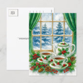 Gemütlicher Wintertee am Fenster Postkarte (Vorne/Hinten)