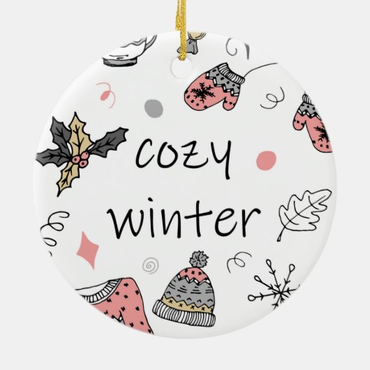 Gemütlicher Winterurlaub Keramik Ornament (Hinten)