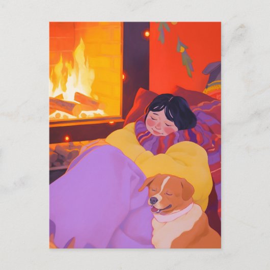 Gemütlicher Wintervormittag Postkarte (Vorderseite)