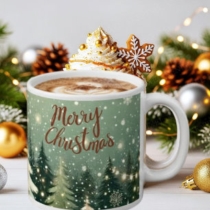 Gemütlicher Winterwald "Fröhliche Weihnachten" Tas Jumbo-Tasse