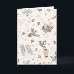 Gemütlicher Winterzauber | Elegantes minimalistisc Karte<br><div class="desc">Bringen Sie die Wärme des Winters in Ihr Zuhause und Ihre Garderobe mit diesem eleganten Design „Gemütlicher Winterzauber“. Perfekt für Hoodies,  Grußkarten und Geschenkpapier,  zeigt dieses minimalistische Kunstwerk zarte Schneeflocken,  Kiefernzweige und gemütliche saisonale Details in sanften Beige- und Blautönen. Ideal für Wintergeschenke und festliche Stimmung.</div>