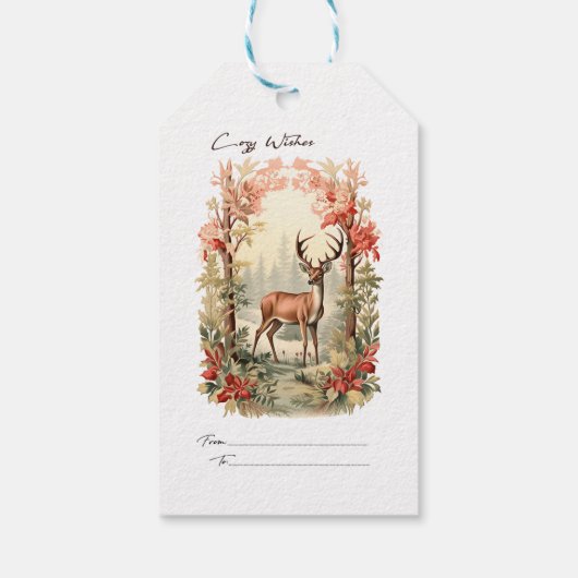 Gemütlicher Wunsch Hirsch Geschenkanhänger (Rückseite)