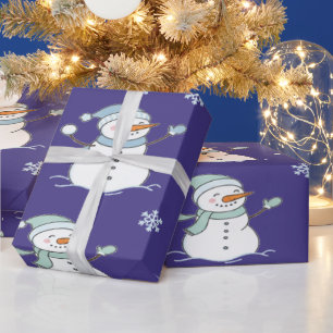 Gemütlicher zugefrorener Schneemann Winter Geschenkpapier