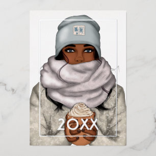 Gemütliches afrikanisch-amerikanisches Weihnachten Folien Feiertagskarte