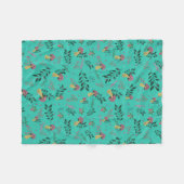Gemütliches Aqua Green Mushrooms und botanisches M Fleecedecke (Vorderseite (Horizontal))