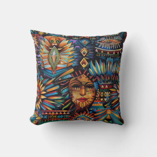 Gemütliches Aquamarines "Pre-Columbian Tapestry" M Kissen
